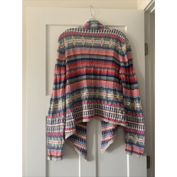 Woman’s Oakley Multicolored Stripped Open Drape Cardigan Sweater Size Large - Picture 6 of 7